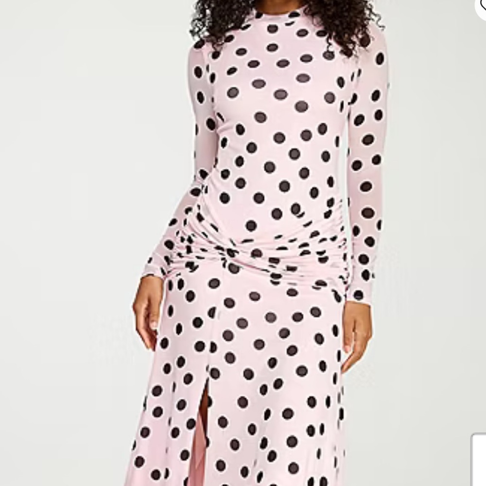 Premier Amour Pink Polka Dot Long Sleeve Fit to Flare Dress Sz 10 NWT